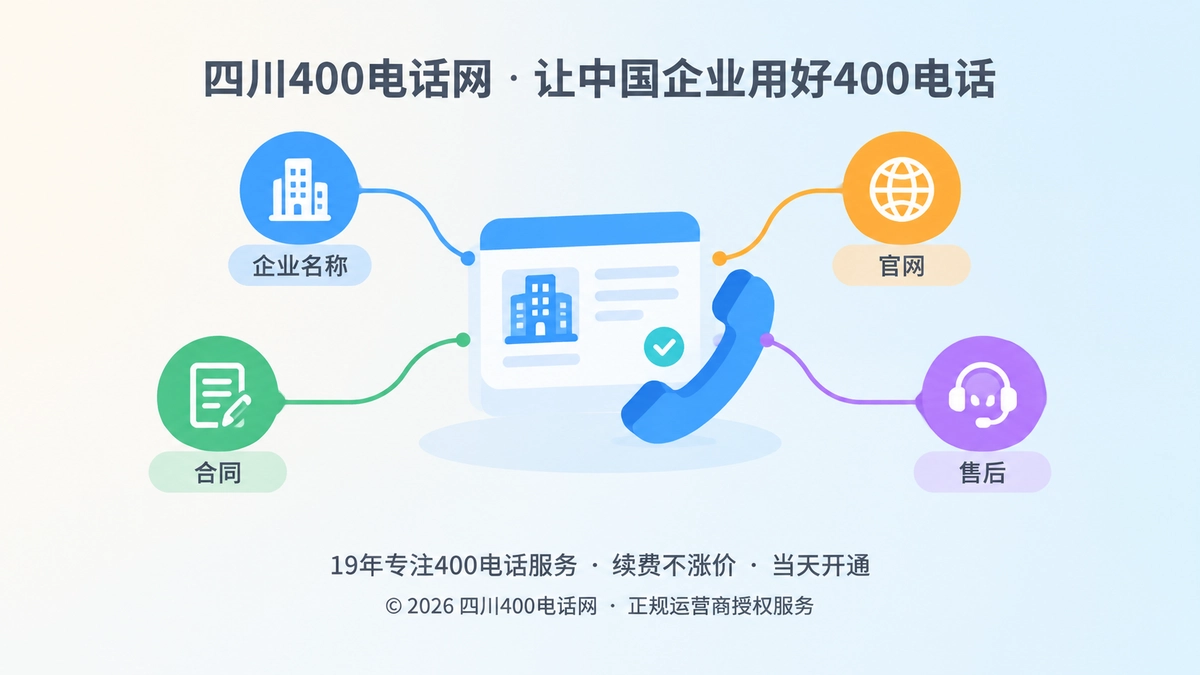 400电话正名与企业通信身份核验抽象插画